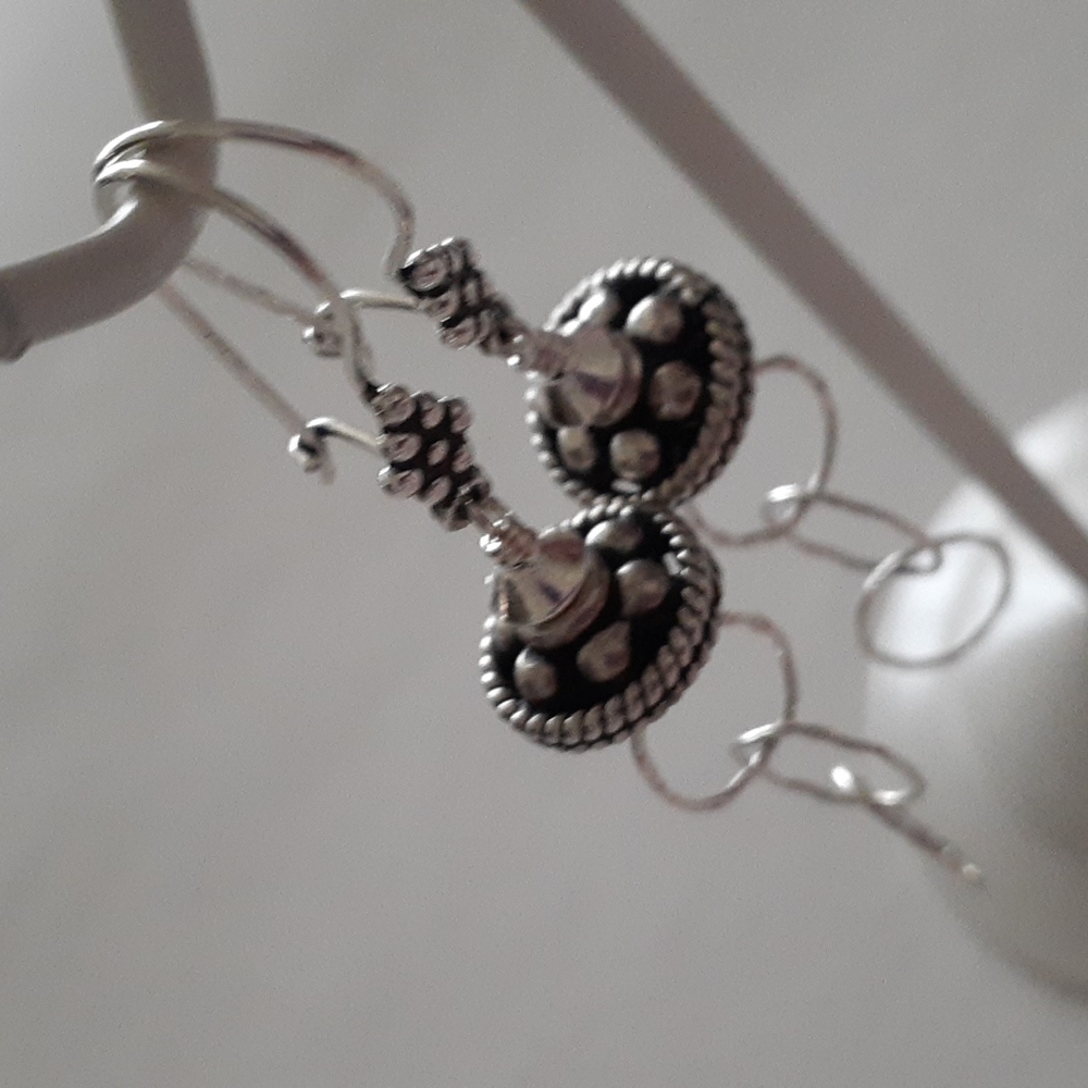 Dangly Ornate Sterling Silver Pierced Earrings A109 - Picture 11 of 13